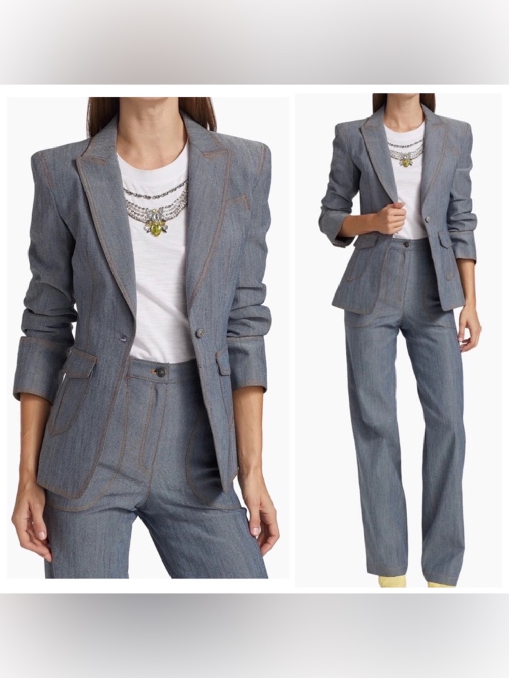 Cinq à Sept

Louisa Denim Gathered Sleeve Blazer & Trouser Set